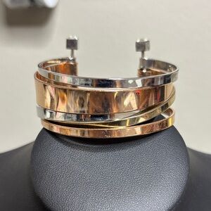 Elegant Gold Silver Copper Tone Cuff Bracelet